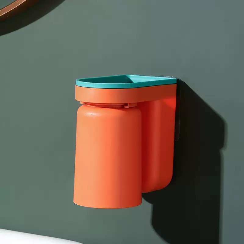 Supporto per collutorio senza foratura, dispenser di dentifricio per bagno, spazzolino da denti e set di bicchieri_voghion.com