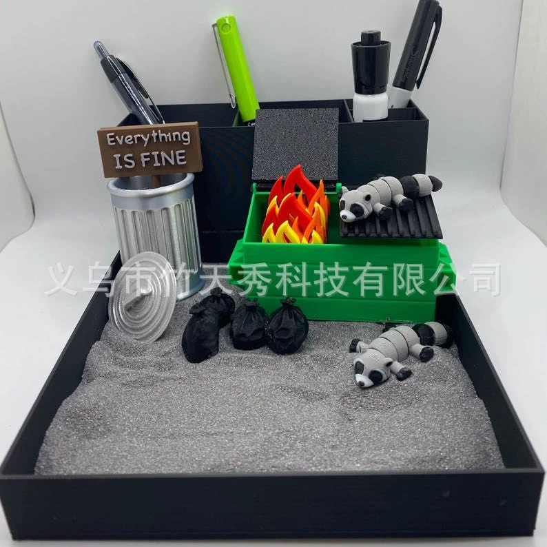Кросс-бордерный Д Dumpster Fire Zen Garden снимает раздражительность и стресс Мусорное ведро Мини-украшение для стола