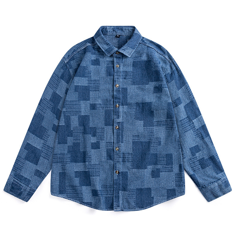 Spring and autumn jacket men's Korean version of loose lapel plaid men's coat tide brand long sleeve men's shirt a generation of hair