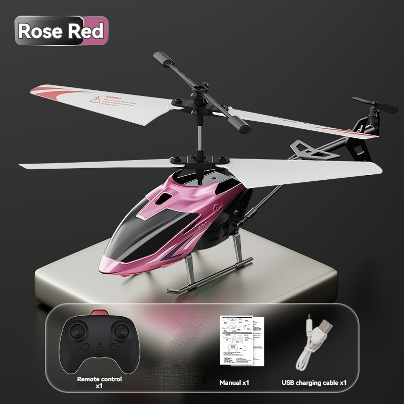 3.5-channel pink remote control aircraft - electroplated model with led light on the tail