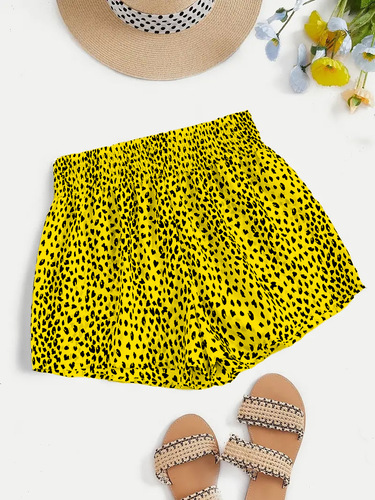 Elegant Summer Women's Fashion Personal Style High-Waisted Slimming Three-Quarter Length Full-Body Printed Shorts Show Long Legs High Elastic