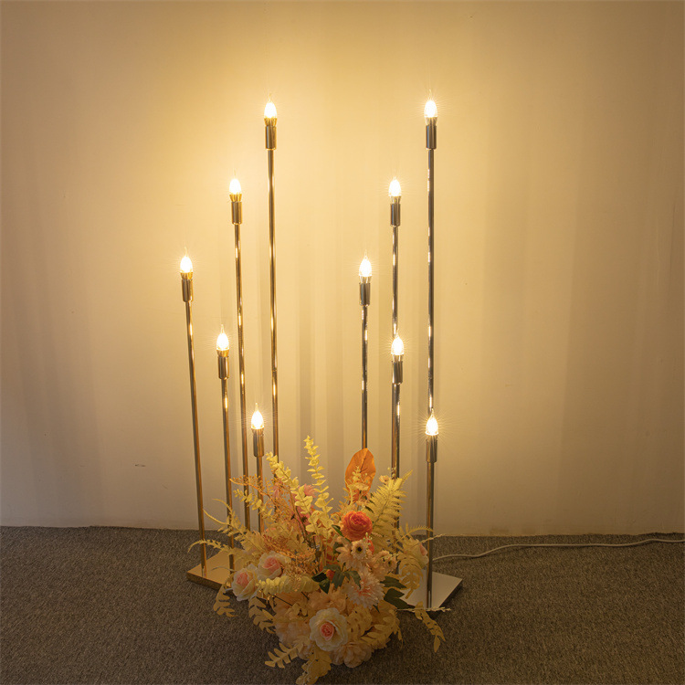 Boda carretera plomo lámpara apoyos 5-cabeza estrella carretera plomo lámpara boda salón lugar diseño decoración apoyos vela titular Decoración image 2