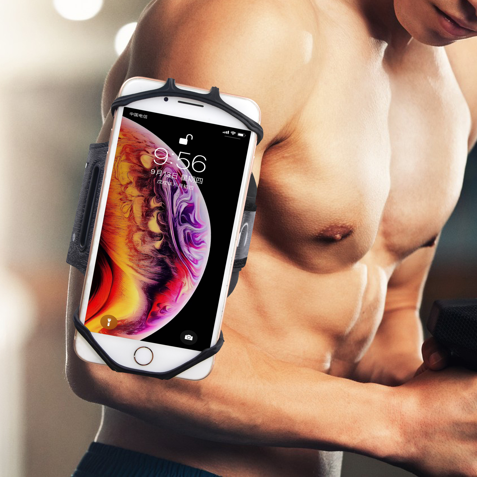 Mobile phone arm strap rotatable outdoor running mobile phone arm strap bracket elastic large sports equipment multi-function wrist strap
