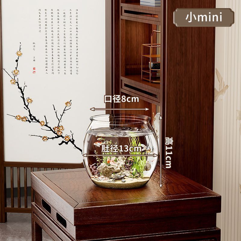 Pequeño tanque de peces de plástico doméstico de imitación de vidrio resistente a la caída sala de estar de oficina peces dorados verde recompensa micro paisaje tanque ecológico