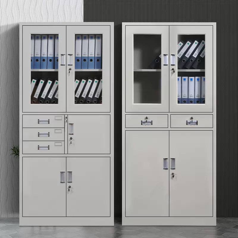 简约钢制资料收纳文件柜 办公室档案整理柜推拉式矮柜储物文件柜