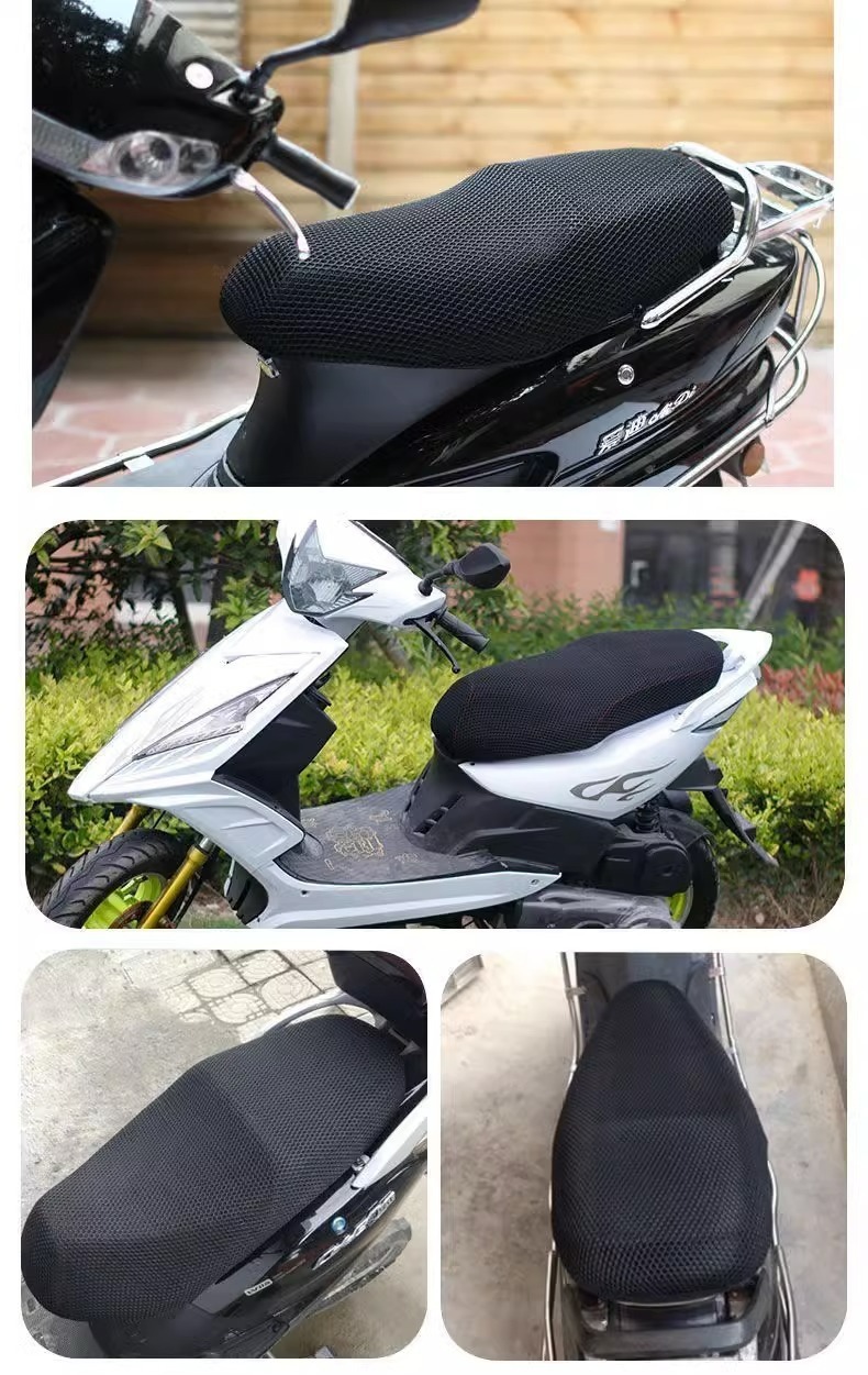 Electric Vehicle Seat Cushion Cover, Motorcycle Seat Cushion 3D Mesh Seat Cover, Summer Waterproof and Sun-Proof Universal Heat-Insulating and Breathable Car Cover