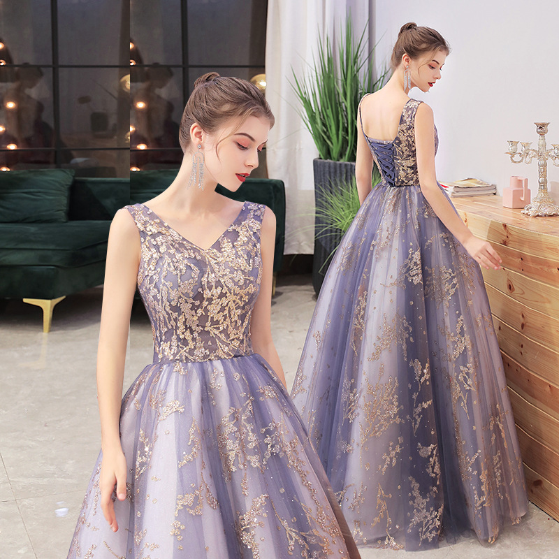 Evening Dress for Women 2026 New Style Student Performance Costume Host Vocal Music Dress Art Exam Solo Performance Tutu Long Dress