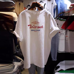 Tシャツレディース夏ルーズ半袖イントレンドブランド純綿2025新韓国版大きいサイズレタープリント白トップス