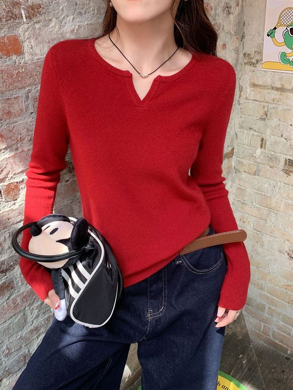 法式打底衫女秋冬时尚洋气高级感配大衣的小香风内搭毛衣低领上衣|undefined