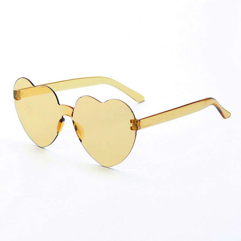 Corazón de melocotón gafas de sol amorosas gafas de sol sin marco gafas de estilo de fiesta gafas de sol de moda