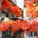Amazon Cross-border Artificial Red and Green Maple Leaf Rattan Decorative Flower Artificial Flower Air Conditioner Blocking Ceiling Winding Green Leaf Rattan