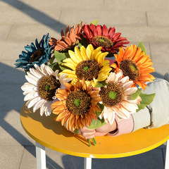 仿真花客廳室內陽台擺放花絹花書房花拍攝道具絹花多色可選向日葵