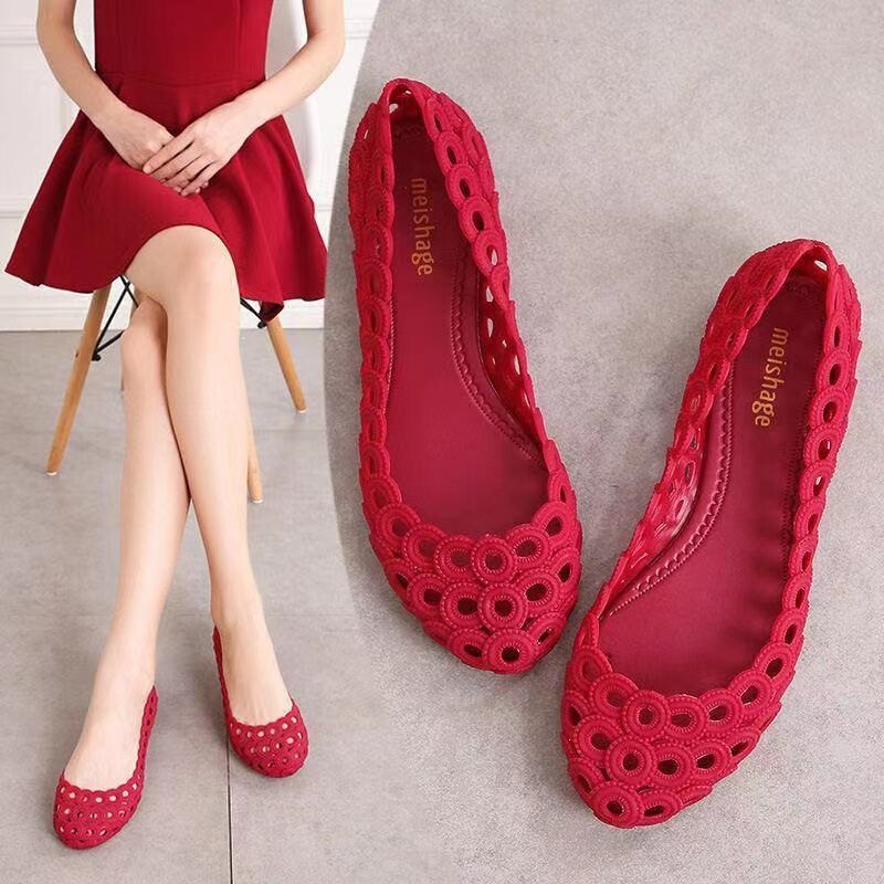 Women's Summer New Style Cut-Out Hole Shoes, Flat Crystal Jelly Shoes, Non-Slip Beach Shoes Women's Summer New Style Cut-Out Hole Shoes, Flat Crystal Jelly Shoes, Non-Slip Beach Shoes