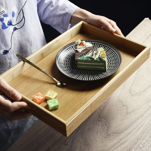 Rectangular bamboo tray bamboo tea tray Tea Cup tray bamboo tray right angle tray household bread tray hotel tray