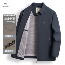 开春外套2025新款夹克男秋翻领薄休闲行政中老年爸爸装