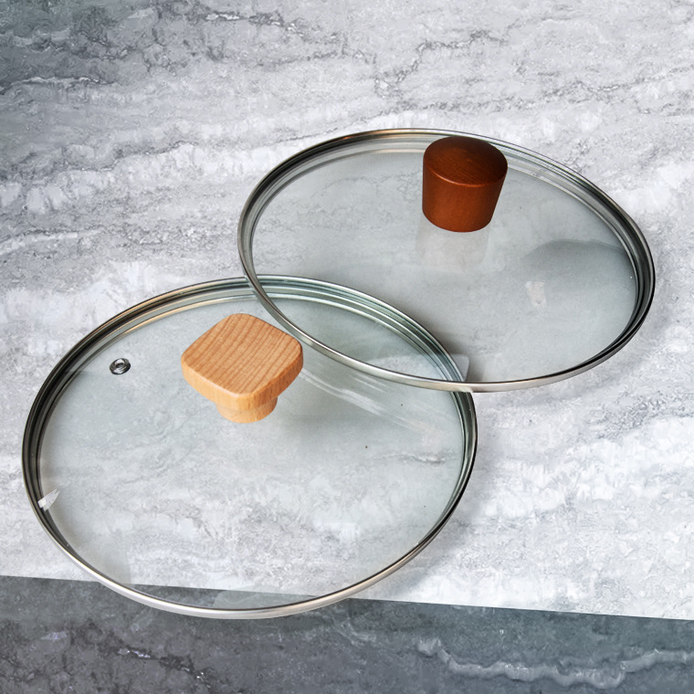 18/20/22/24/26/28/30cm Pot Lid Universal Transparent Glass Lid Household Stainless Steel Tempered Explosion-Proof Lid