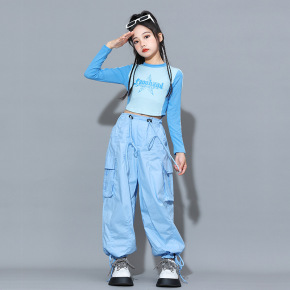 Street dance children's trendy clothing New Year's Day dopamine hip-hop set girls jazz dance clothing winter model runway performance clothing