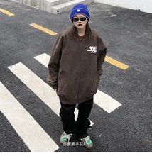 新春美式复古oversize慵懒风棒球服外套女学生抢新复古夹克上衣潮