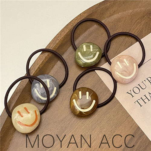 Big smiling face, playful ink pattern hair rope, durable and exquisite rubber band, advanced and interesting hair tie, cute hair accessories