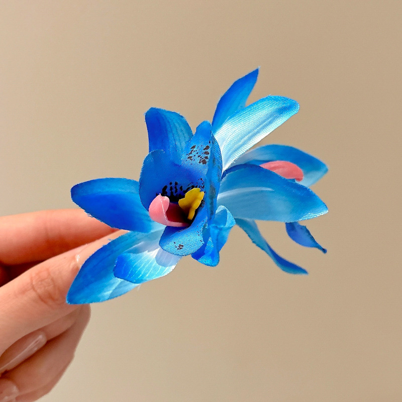 Super inmortal puro deseo mariposa orquídea Liuhai clip de flores para el cabello de la mujer atmósfera superior vacaciones en el mar fotos clip de flores para el cabello