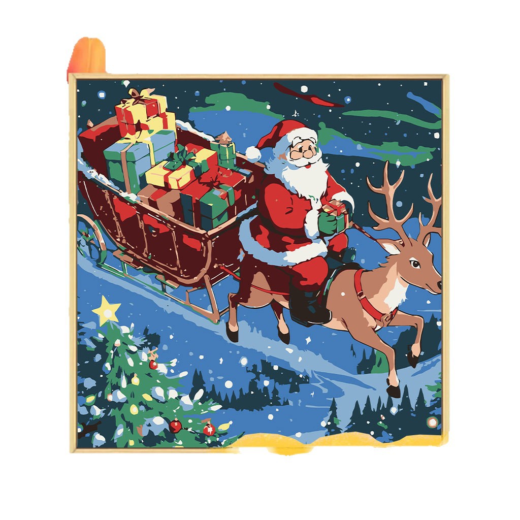 Navidad nueva pintura digital DIY pintada a mano pintura de color ambiente de decoración de vacaciones Santa Claus pintura decorativa