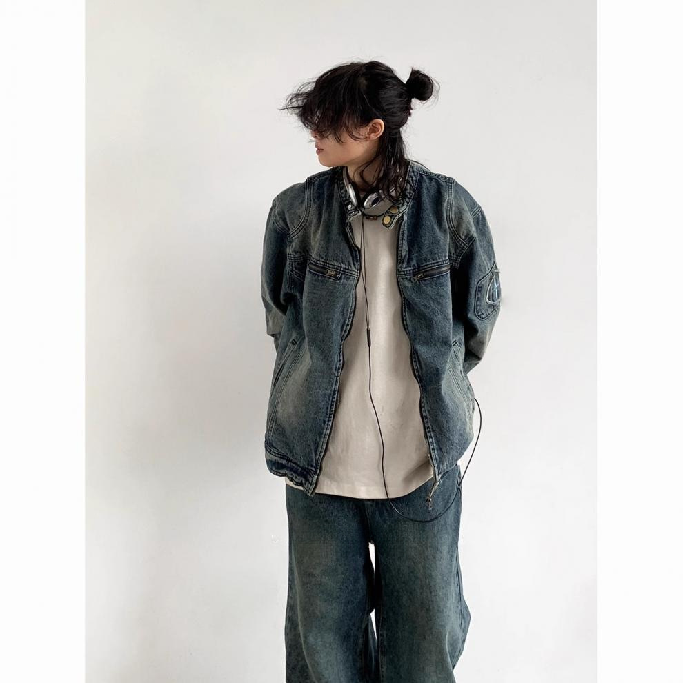 Retro Washed Vintage Denim Jacket For Men And Women Oversized_voghion.com