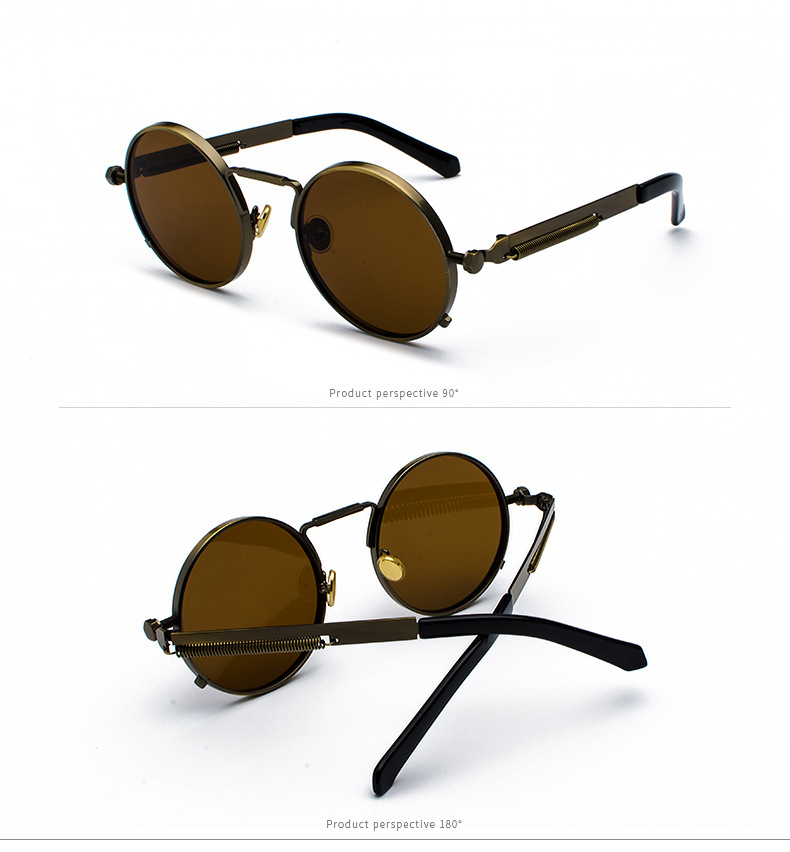 35g Weight Full Frame Glasses Structure Sunglasses Classification Ac, UV400 Protection Lens Material Round Frame Glasses Style Party, Street Occasion Solid Color Pattern All Seasons Season Men's Gender Punk, Streetwear Style Punk Streetwear Solid Color Ac UV400 Protection Round Frame Full Frame Women's Sunglasses 7