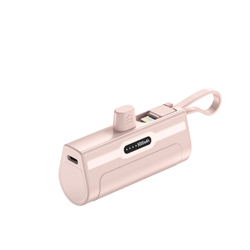 クロスボーダーミニカプセルパワーバンクにはケーブルが付属しています 5000 mAh ポータブルギフトロゴプリントポケットパワーバンク|undefined