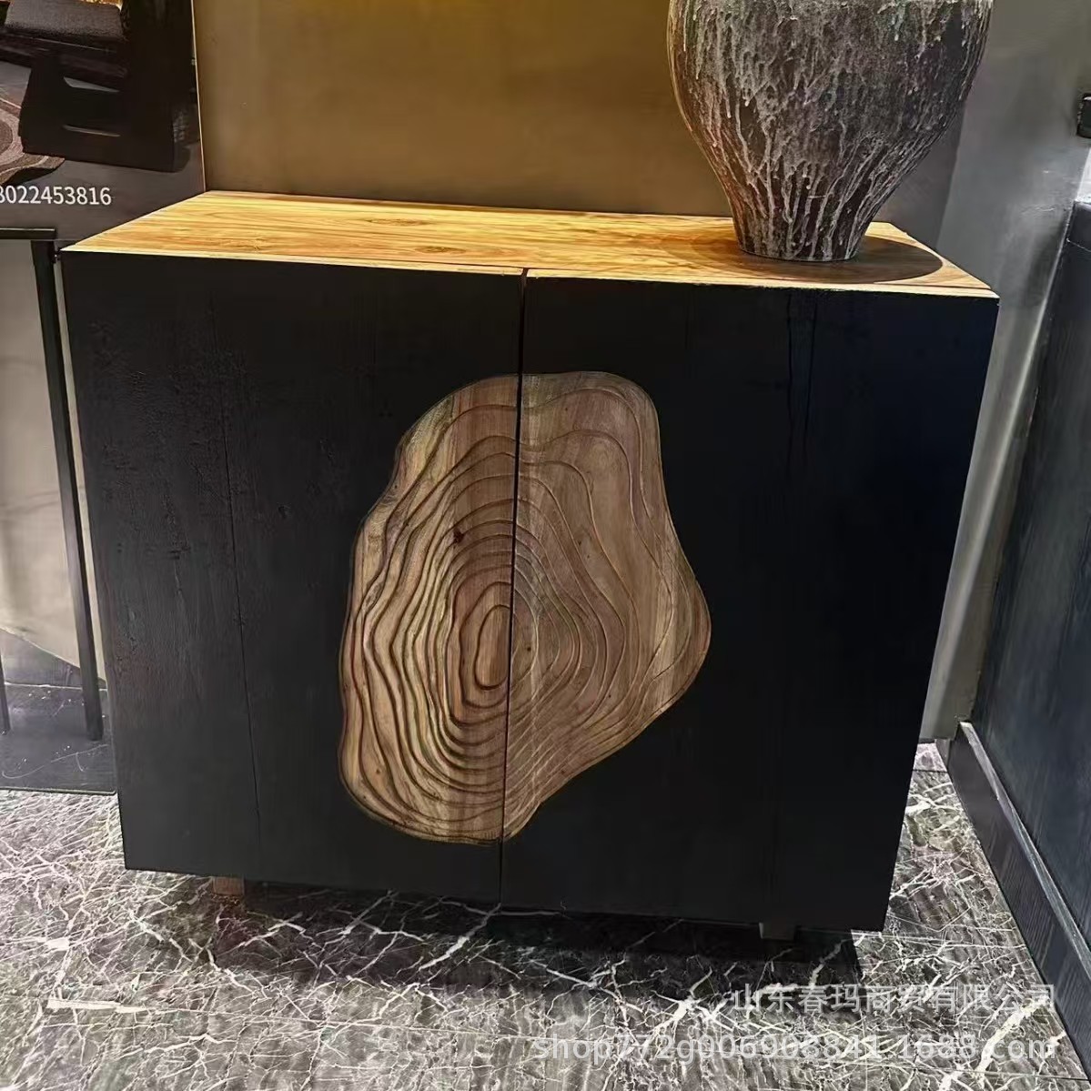 Wabi-Sabi Style Old Elm Sideboard Display Cabinet Solid Wood Storage Rack B&B Tea Room Cupboard Retro Entrance Storage Cabinet