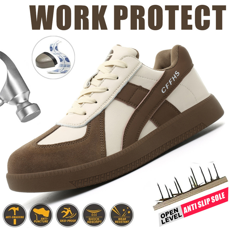 Steel-Toed Shoes Are Suitable for Women, Lightweight and Comfortable Safety Sneakers, Non-Slip and Puncture-Proof Work Shoes, No