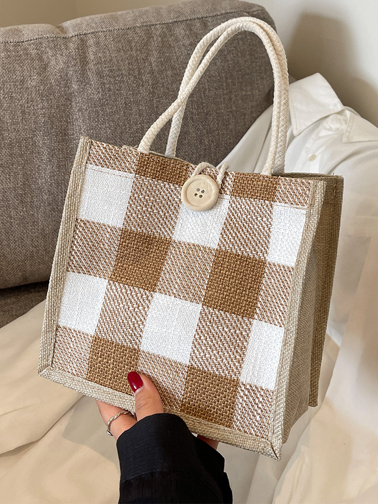 linen handbag bag women‘s outdoor all-matching hand bag jute cloth bag retro linen shopping bag hand gift bag