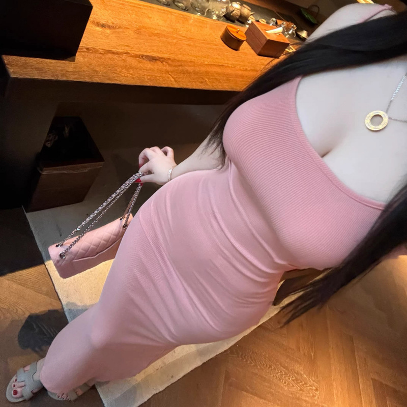 2026 New Style Pink Slim-Fit Waist-Cinching Figure-Flattering Bodycon Dress for Women, Sexy Tight-Fitting Strapless Mermaid Long Dress