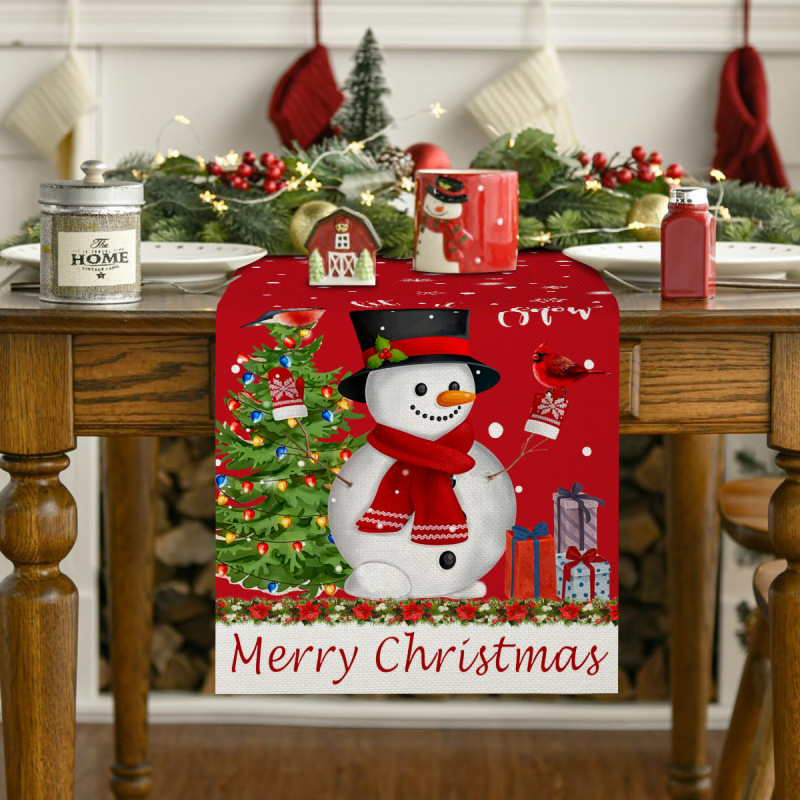 クリスマスプレースマットテーブルフラッグコンビネーションシリーズリネンプリントクリスマスパーティーレストラン装飾テーブルクロス食器断熱マット|undefined