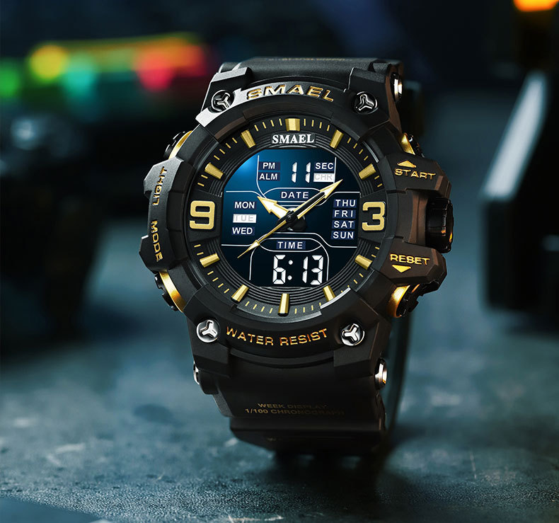 Pointer+Number Display Type Buckle Buckle Style Round Dial Shape Daily Occasion Simple Style Solid Color Buckle Electronic Men's Watches