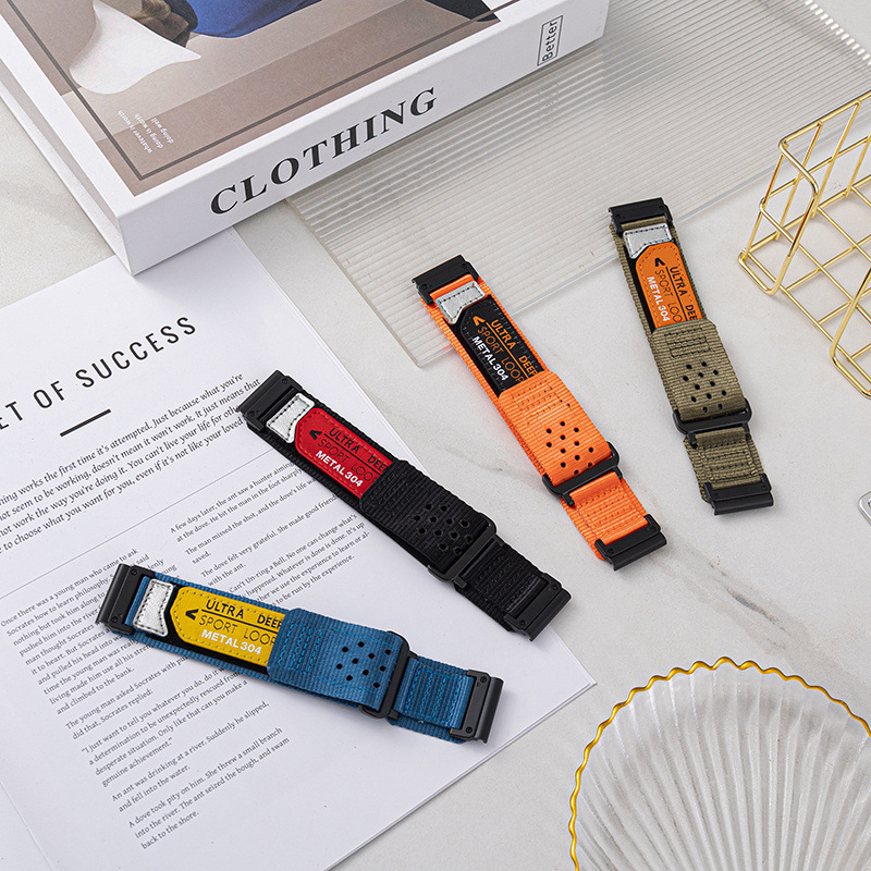 Suitable for Jiaming fenix8/7X/6X/5X sports breathable nylon woven Velcro watch band 22/26MM