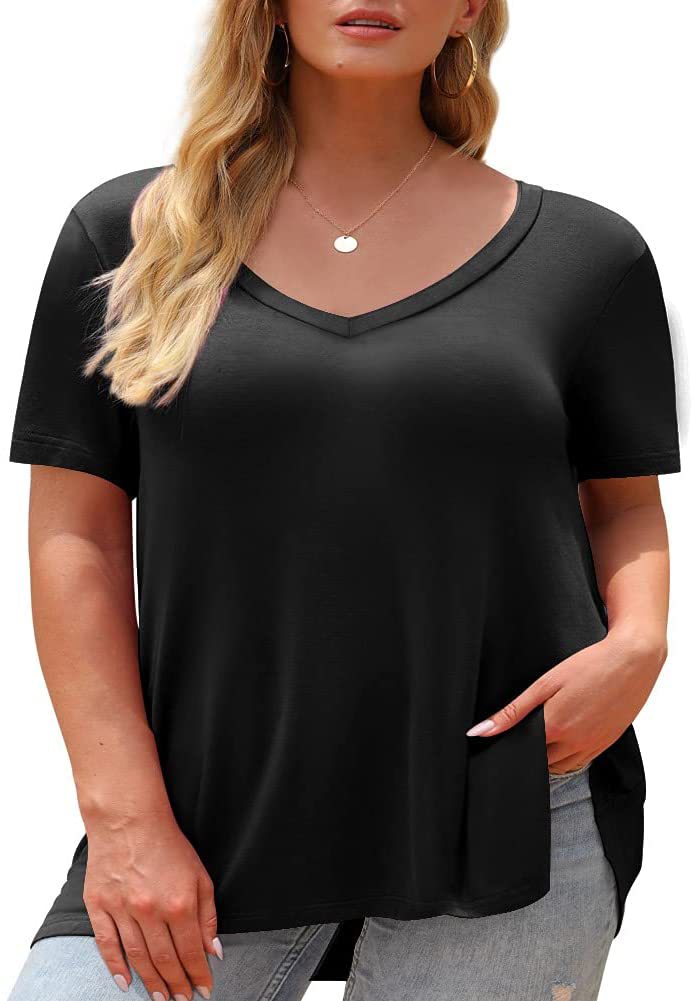 2025 AliExpress eBay Amazon Wish transfronterizo Europa y América verano impresión digital de cuello V camiseta casual de manga corta