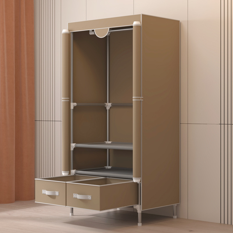 Simple Wardrobe Rental Dormitory Single Cloth Wardrobe Bedroom Home Economical Assembly Hanging Wardrobe Strong and Durable
