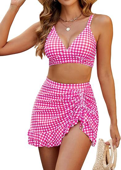 Traje de Baño de Dos Piezas con Estampado y Talle Alto de Poliéster, Alta Elasticidad, para Natación image 7