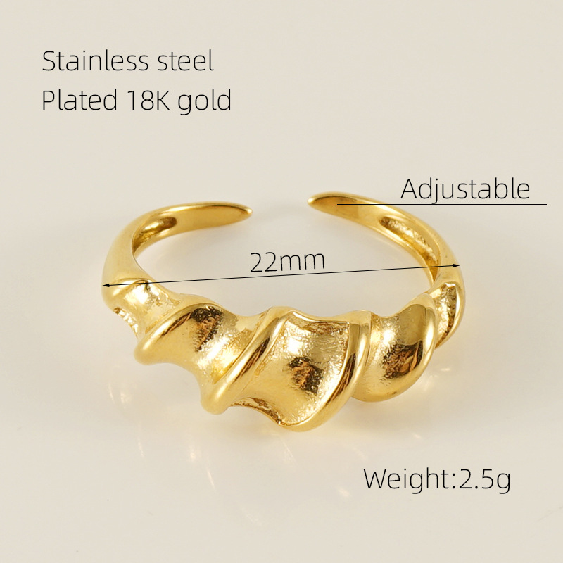 Anillo de torsión ajustable de acero de titanio francés transfronterizo hembra anillo de torsión de hilo irregular de personalidad simple europea y americana