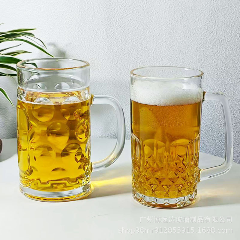 Large Capacity Beer Mug with Handle, Glass Cup for Bar Craft Beer, Extra-Large Thickened Draft Beer Mug, Trendy Hero Cup
