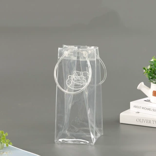 定制PVC葡萄酒袋 加厚防水冰袋 透明软管PVC手提袋塑料袋定做