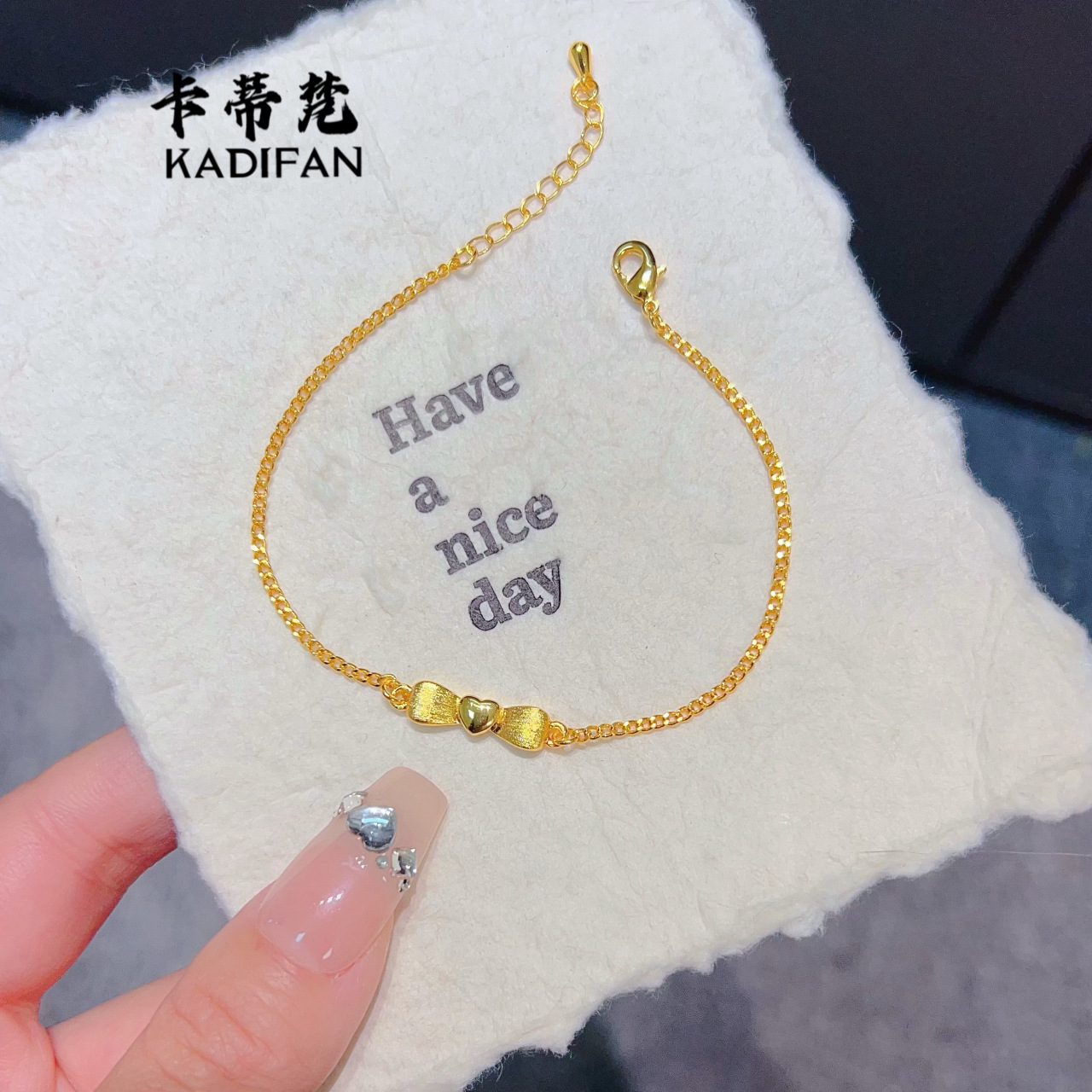 Cute sophisticated matte brand fashionable bracelet with bow