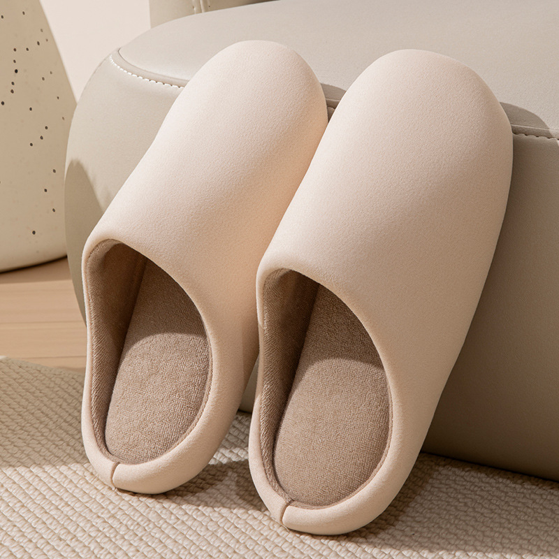日本系ストライプスリッパ女性春秋静音保温室内軟底通気四季家庭滑り止め綿スリッパ男春
