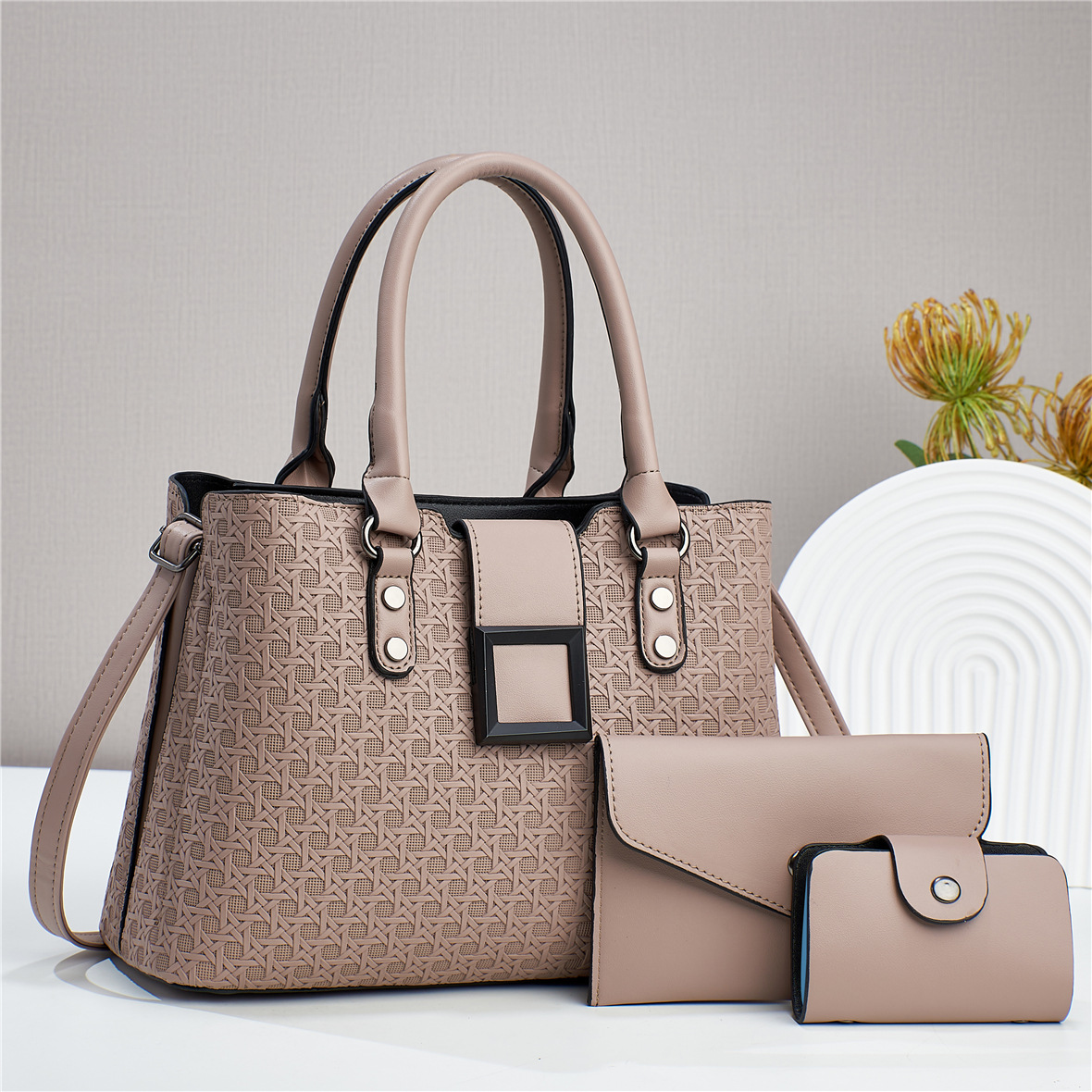 Women's Pu Leather Solid Color Vintage Style Square Zipper Bag Sets display picture 3