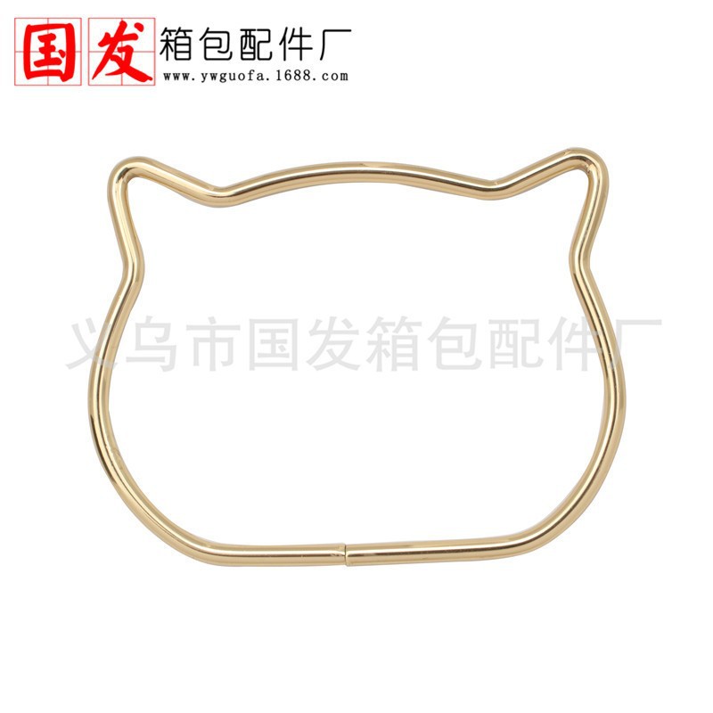 11cm de diámetro de gato brazalete de hierro brazalete de mano bolsa brazalete oro claro cabeza de gato