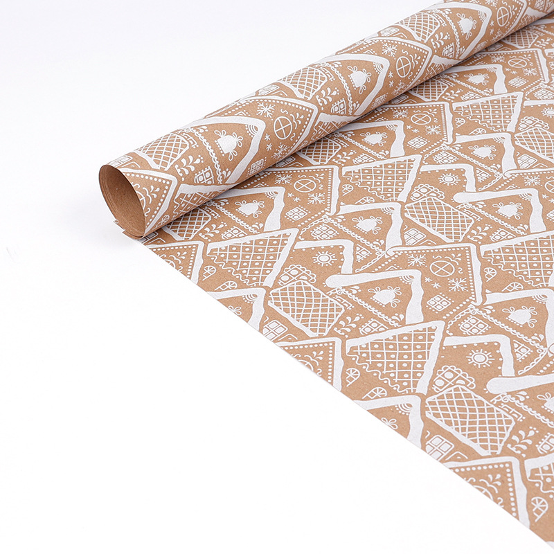 Explosiones transfronterizas de papel de embalaje de regalos de Navidad blanco 3m 10m papel de regalo de gran tamaño enrollado papel de papel retro kraft