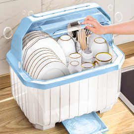 碗筷收纳盒放碗碟架厨房家用装盘多功能沥水置物架子防尘餐具碗柜