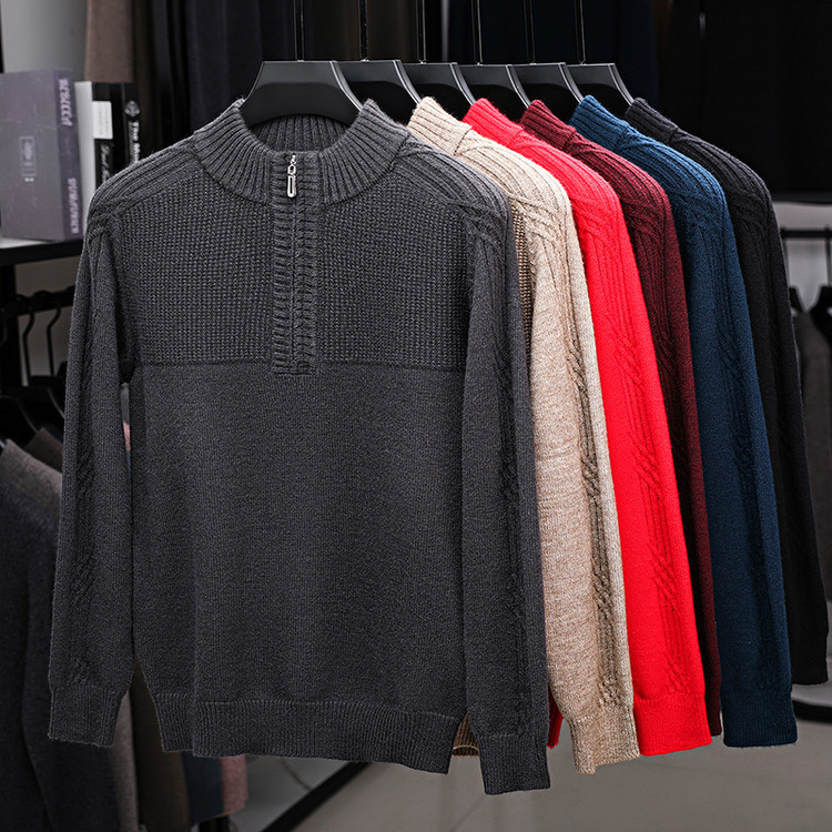 Tejedido hombre overhead invierno / otoño legging simple engrosado delgado de cuello de punto Jacquard blusa casual suéter