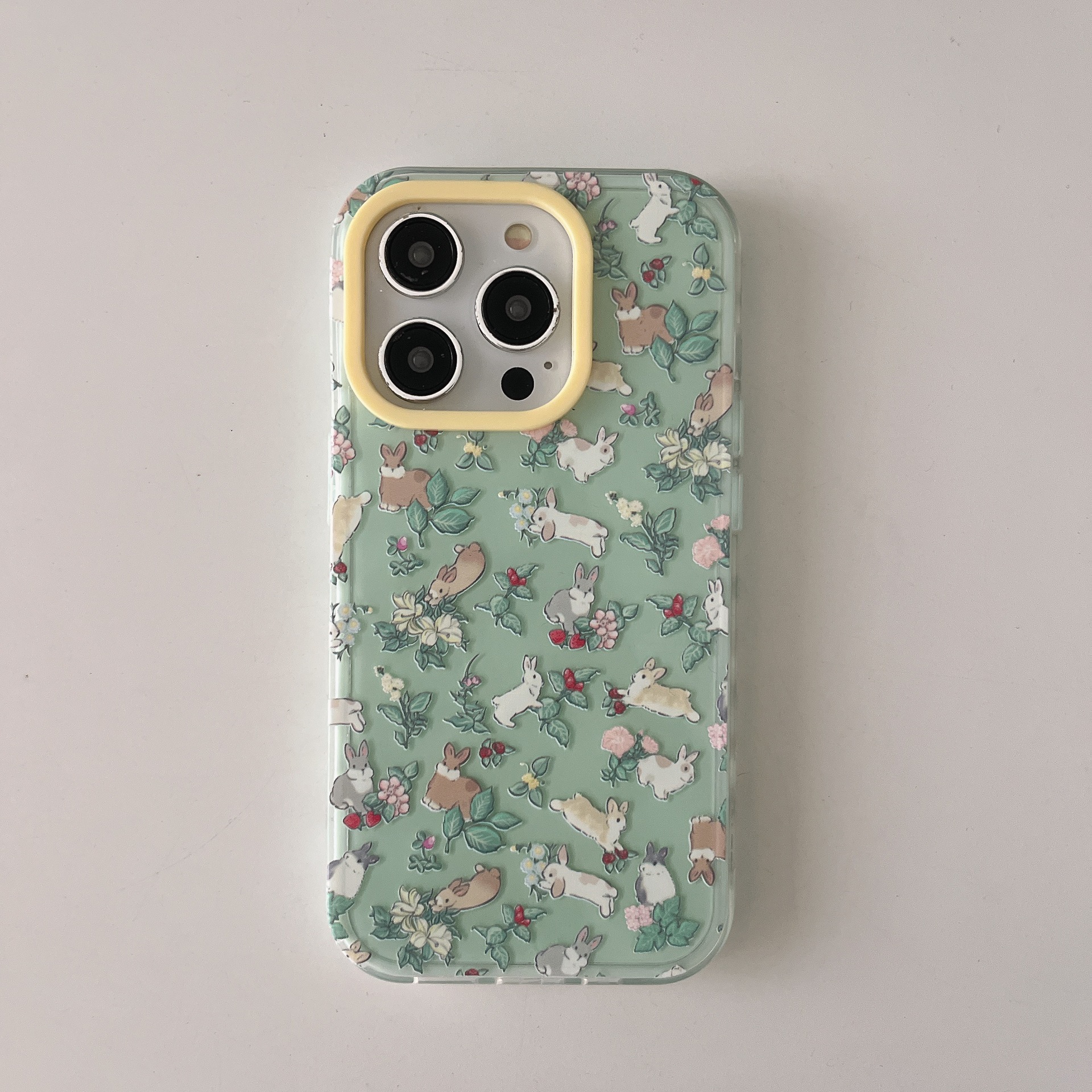 Pastoral pequeño conejo floral fresco para Apple 16 nuevo estilo 14/15pro funda para teléfono móvil 13 niña 16Promax