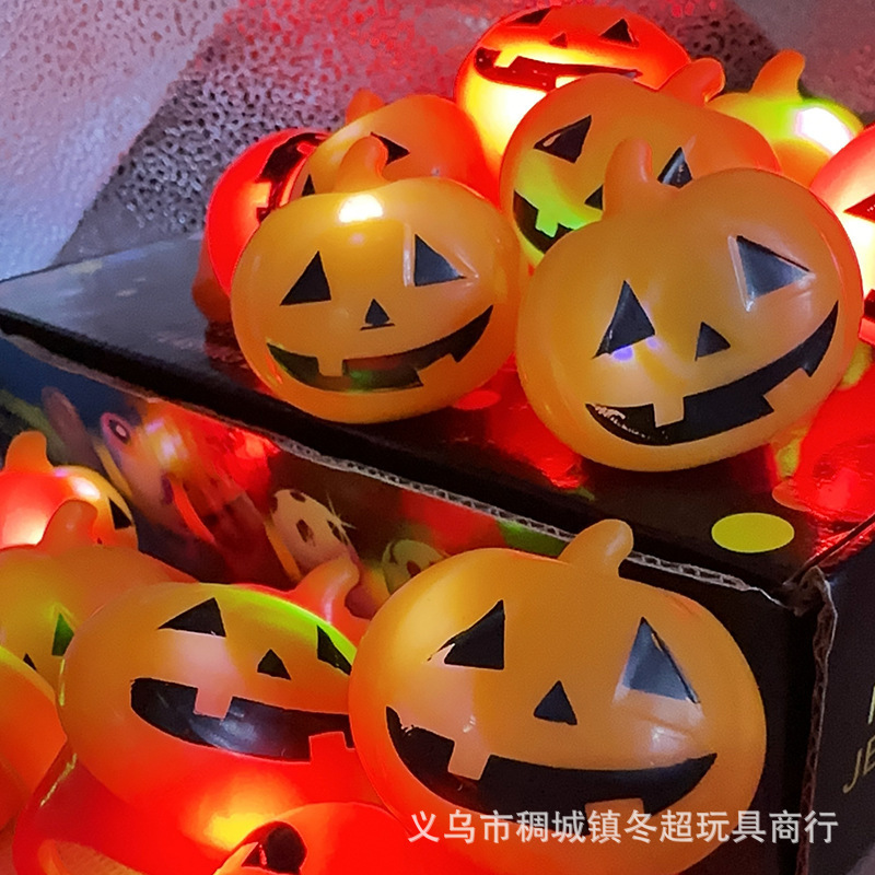 Halloween pumpkin flash ring LED finger light fun holiday luminous toy TPR soft rubber ring light Wholesale
